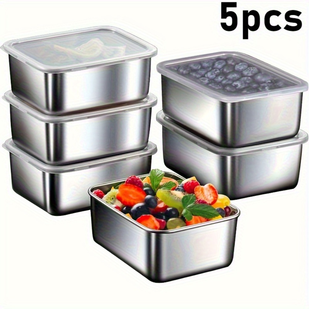 Meal Prep Containers Xl - 5 Parça Paslanmaz Çelik Saklama Kabı