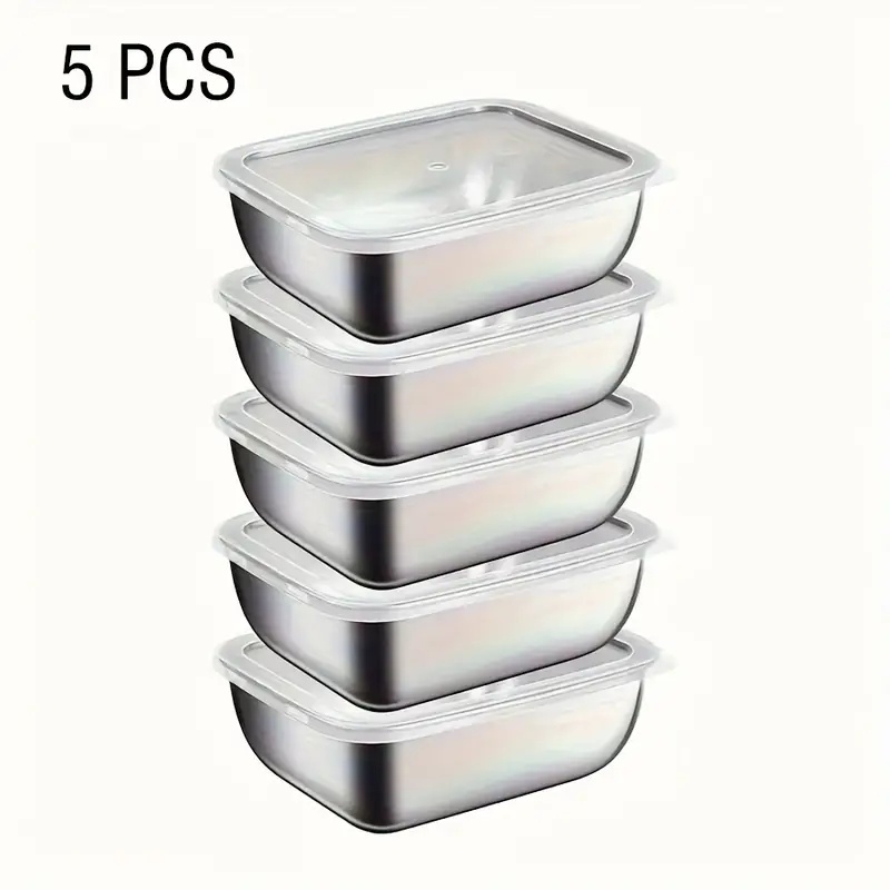 Meal Prep Containers Xl - 5 adet Paslanmaz Çelik Gıda Depolama