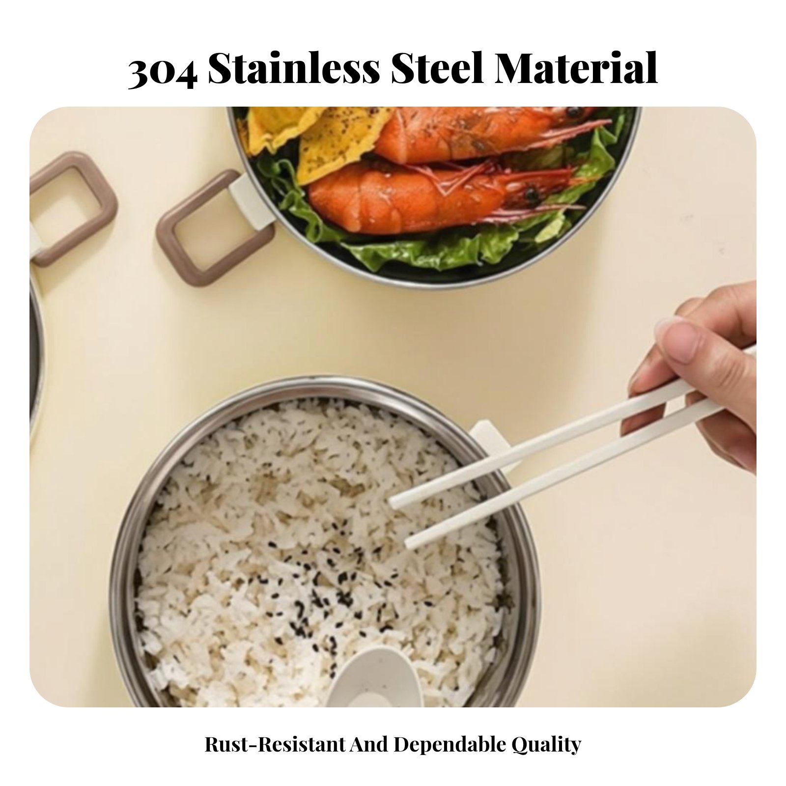 Stainless Bento Box - Paslanmaz Çelik Öğle Yemeği Kutusu, Kapaklı