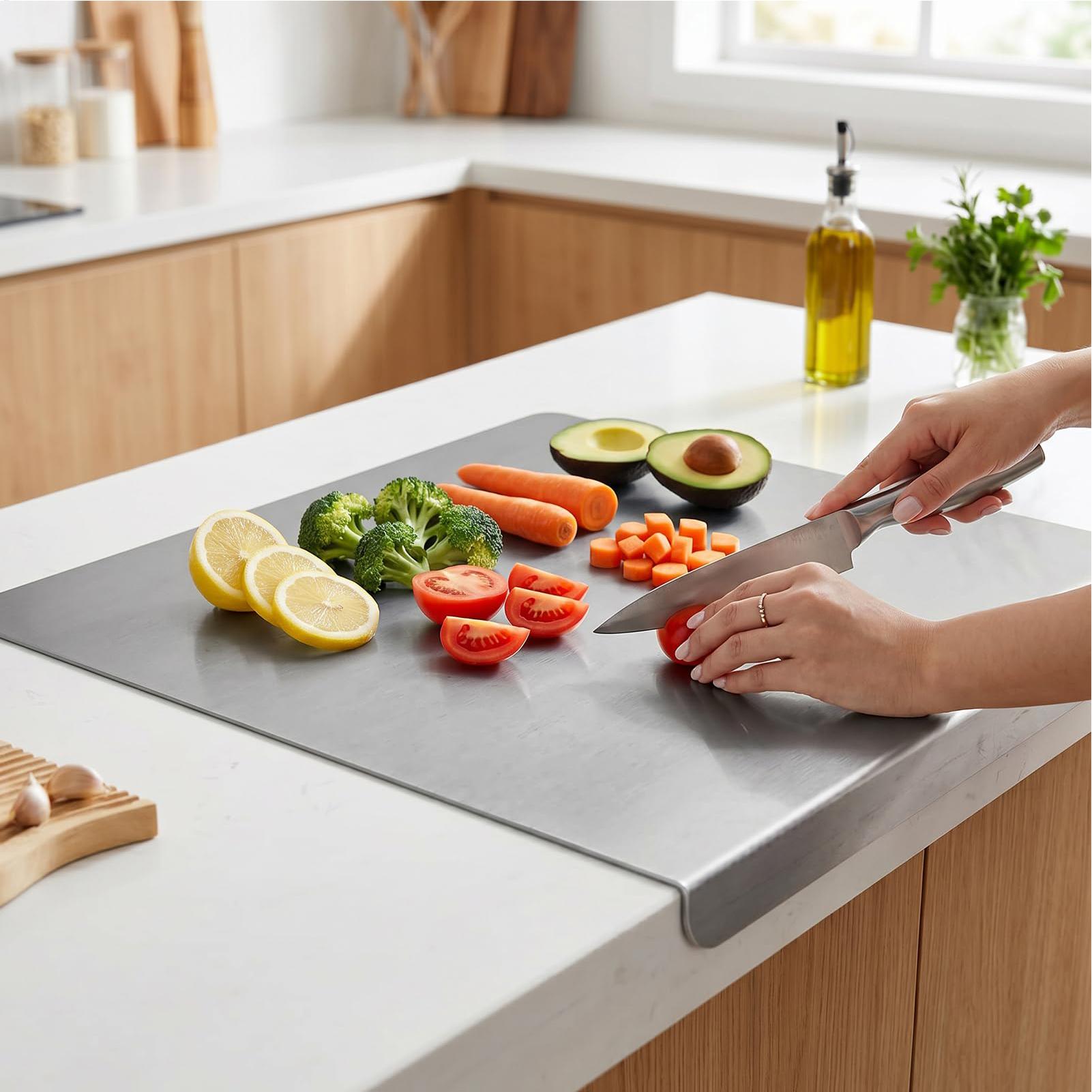 Meal Prep Easy - Kaymaz Paslanmaz Çelik Kesme Tahtası Metal