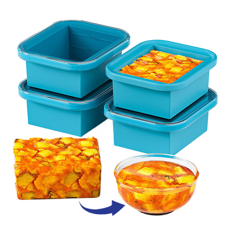 Meal Prep Easy - Silikon Buz Kalıbı, Plastik Kapaklı Dondurucu