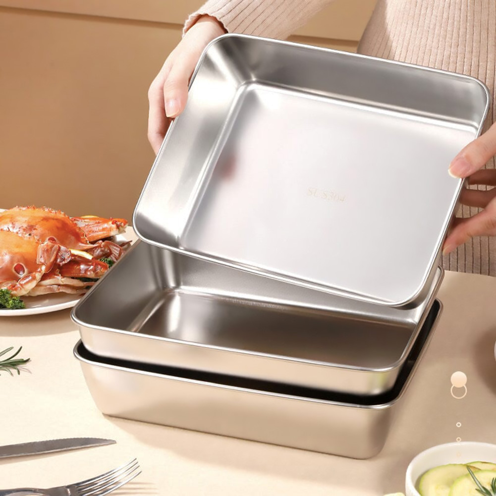 Meal Prep Containers Xl - Paslanmaz Çelik Kare Tabak Kalınlaştırılmış Öğle