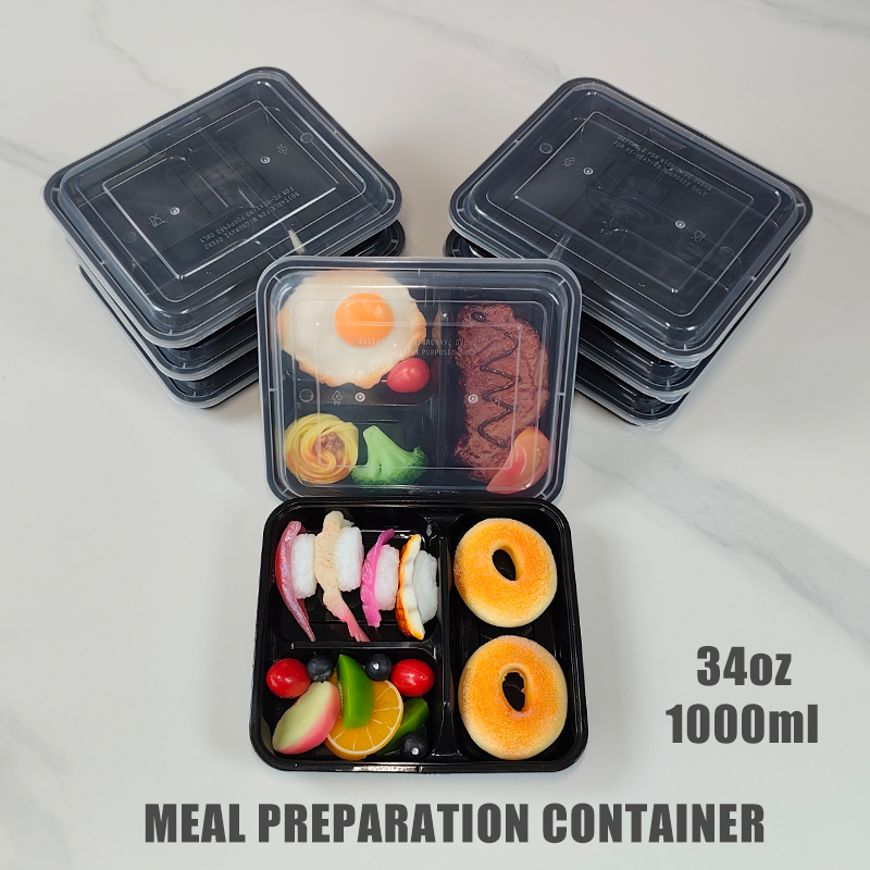 Meal Prep Dinners - 3 Bölmeli 34 Oz/1000 Ml, 12/35